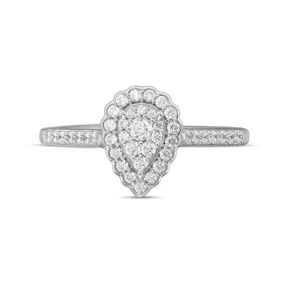 1/3 CT. T.w. Composite Pear-Shaped Diamond Scallop Frame Engagement Ring in 10K White Gold