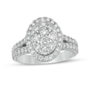 Thumbnail Image 1 of 1-1/2 CT. T.W. Composite Oval Diamond Frame Vintage-Style Engagement Ring in 14K White Gold