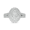 Thumbnail Image 4 of 1-1/2 CT. T.W. Composite Oval Diamond Frame Vintage-Style Engagement Ring in 14K White Gold