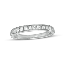 1/2 CT. T.W. Princess-Cut Diamond Ten Stone Anniversary Band in 10K White Gold