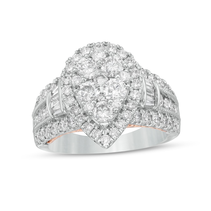 Zales 1-1/2 Ct. T.W. Pear-Shaped Diamond Double Frame Engagement Ring in 14K White Gold (I/Si2)