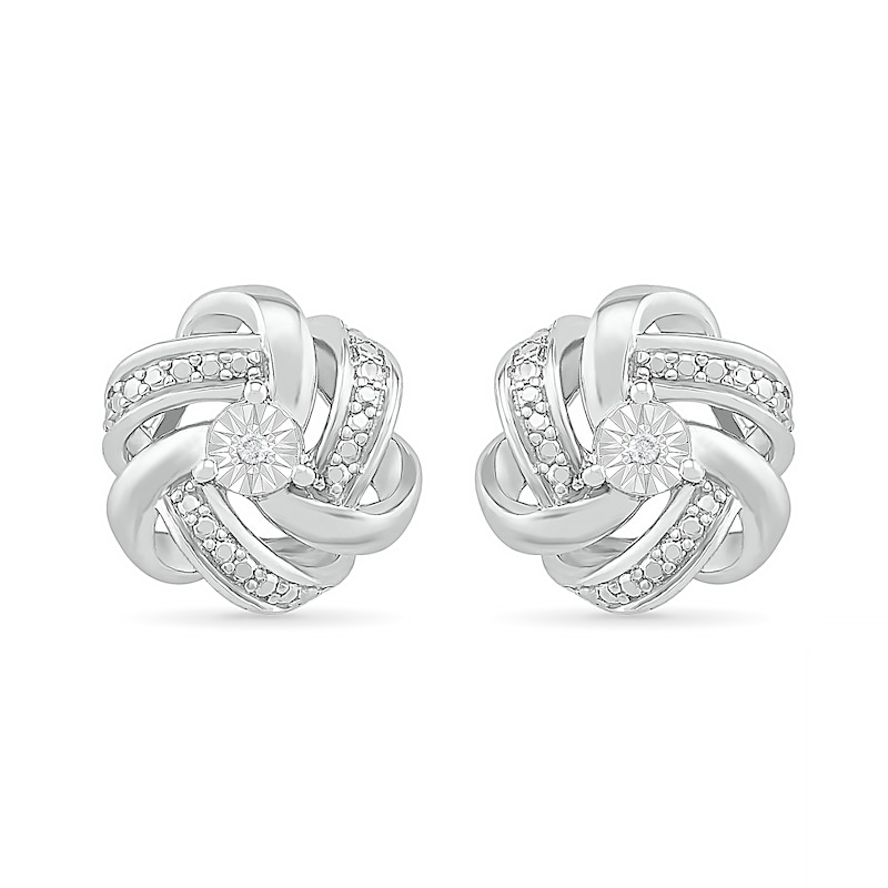 Diamond Accent Knot Stud Earrings in Sterling Silver