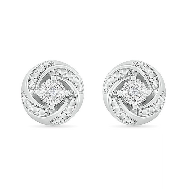 Diamond Accent Spiral Stud Earrings in Sterling Silver