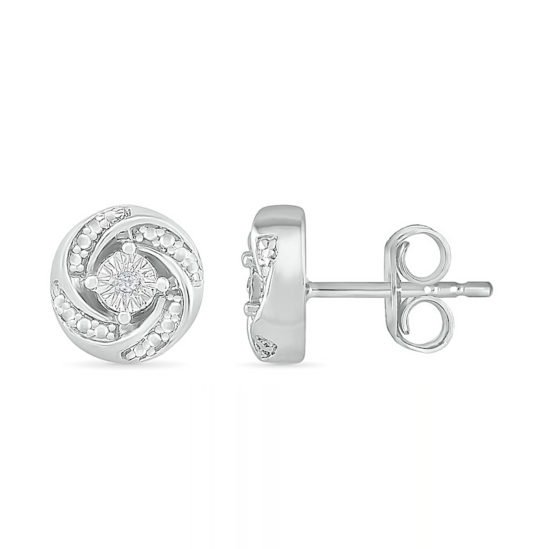 Diamond Accent Spiral Stud Earrings in Sterling Silver