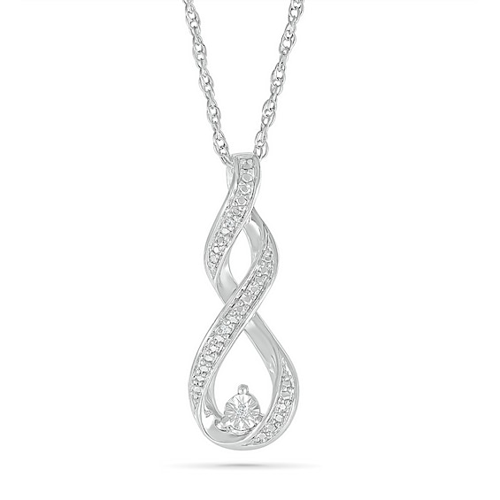 Diamond Accent Infinity Twist Pendant in Sterling Silver