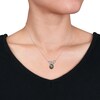 Thumbnail Image 1 of 9.5-10.0mm Baroque Black Cultured Tahitian Pearl and 1/20 CT. T.W. Diamond Bow Necklace in 10K White Gold - 17"