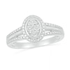 Thumbnail Image 1 of Composite Oval Diamond Accent Split Shank Ring in Sterling Silver