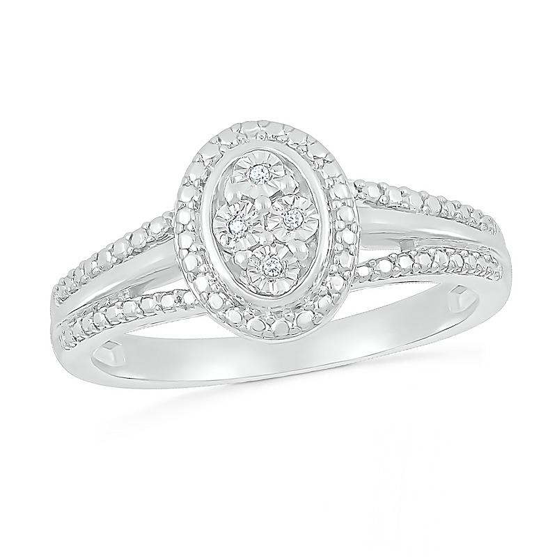 Main Image 1 of Composite Oval Diamond Accent Split Shank Ring in Sterling Silver