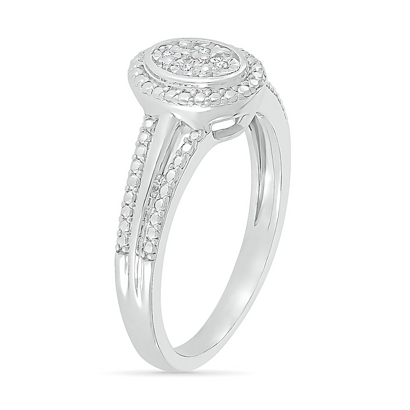 Main Image 2 of Composite Oval Diamond Accent Split Shank Ring in Sterling Silver