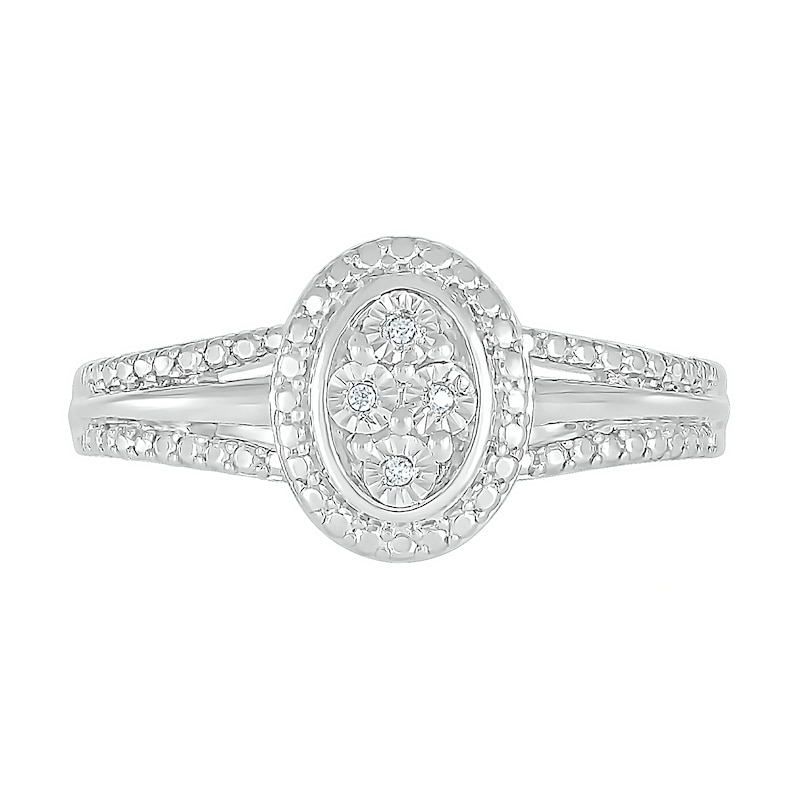Composite Oval Diamond Accent Split Shank Ring in Sterling Silver | Zales