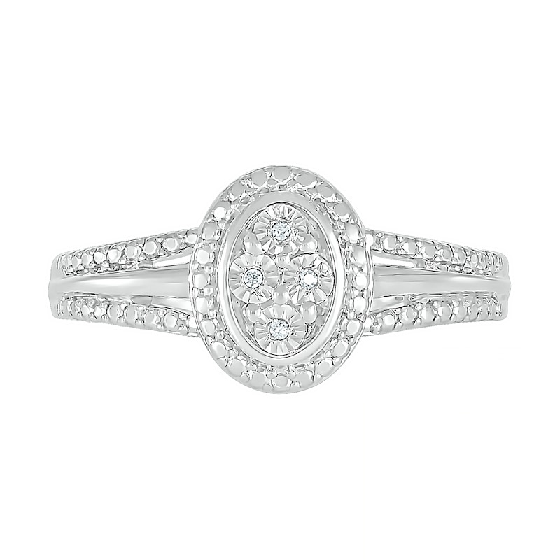 Main Image 3 of Composite Oval Diamond Accent Split Shank Ring in Sterling Silver