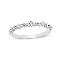 5/8 CT. T.W. Certified Oval Diamond Alternating Anniversary Band in 14K White Gold (I/SI2)