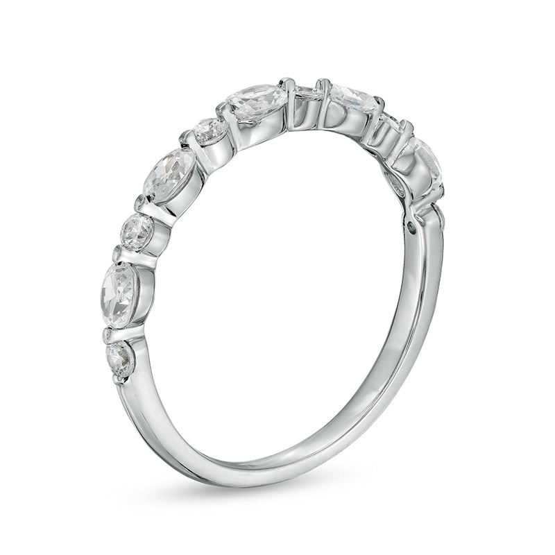 Main Image 3 of 5/8 CT. T.W. Certified Oval Diamond Alternating Anniversary Band in 14K White Gold (I/SI2)