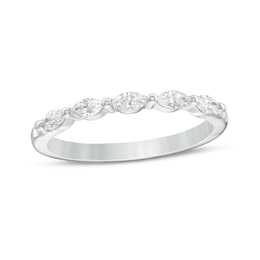 1/2 CT. T.W. Certified Marquise Diamond Five Stone Anniversary Band in 14K White Gold (I/SI2)