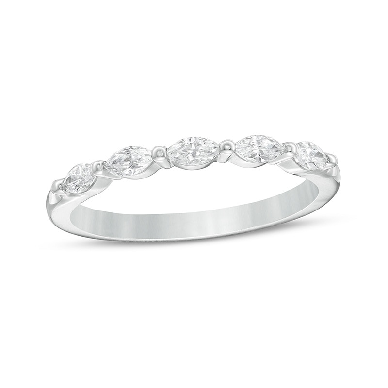 Main Image 1 of 1/2 CT. T.W. Certified Marquise Diamond Five Stone Anniversary Band in 14K White Gold (I/SI2)