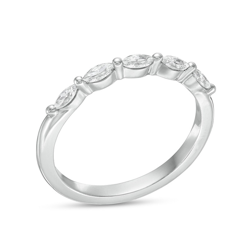 Main Image 3 of 1/2 CT. T.W. Certified Marquise Diamond Five Stone Anniversary Band in 14K White Gold (I/SI2)