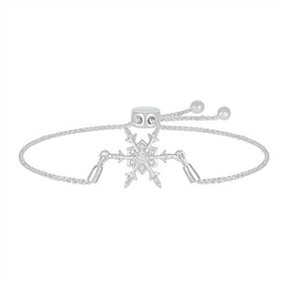 Diamond Accent Snowflake Bolo Bracelet in Sterling Silver – 9.5"