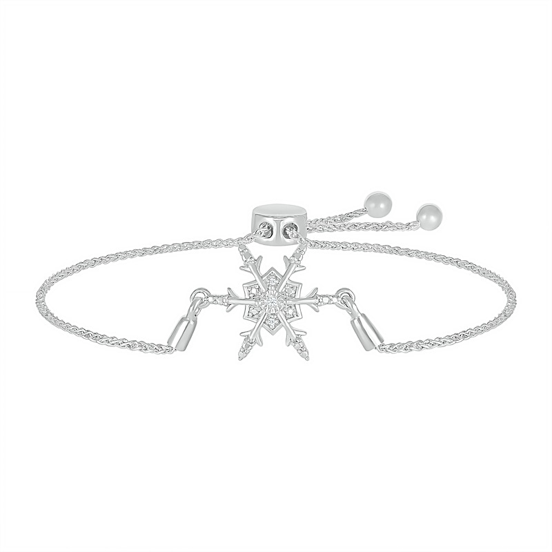Diamond Accent Snowflake Bolo Bracelet in Sterling Silver – 9.5"