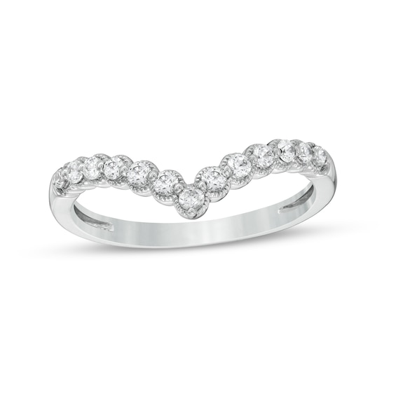 1/4 CT. T.w. Diamond Contour Vintage-Style Anniversary Band in 14K White Gold