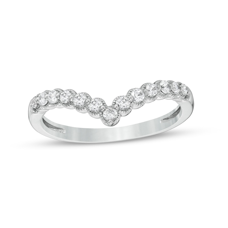 Main Image 1 of 1/4 CT. T.W. Diamond Contour Vintage-Style Anniversary Band in 14K White Gold