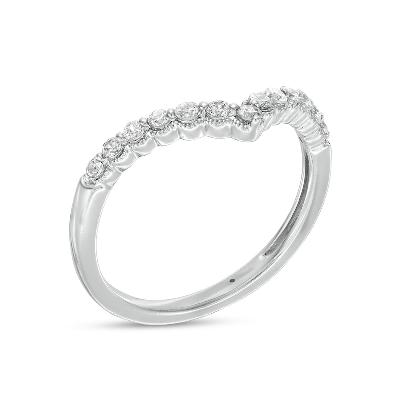 Main Image 3 of 1/4 CT. T.W. Diamond Contour Vintage-Style Anniversary Band in 14K White Gold