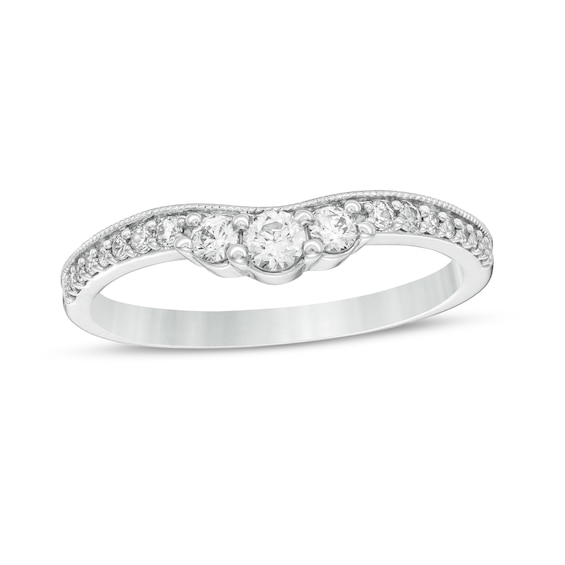 1/3 CT. T.w. Diamond Contour Vintage-Style Anniversary Band in 14K White Gold