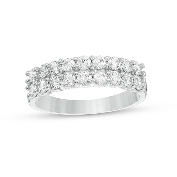 1 CT. T.w. Diamond Double Row Anniversary Band in 10K White Gold