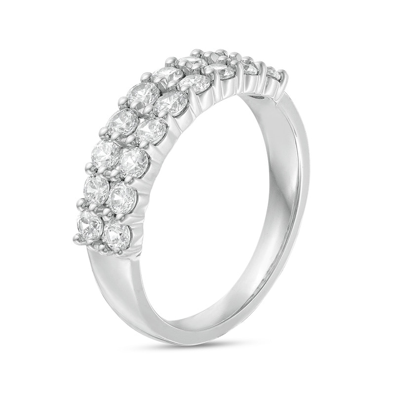 Main Image 3 of 1 CT. T.W. Diamond Double Row Anniversary Band in 10K White Gold