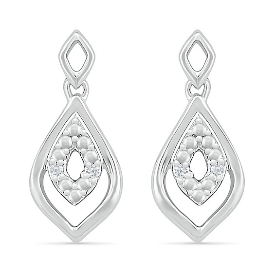 Diamond Accent Marquise-Shaped Drop Earrings in Sterling Silver