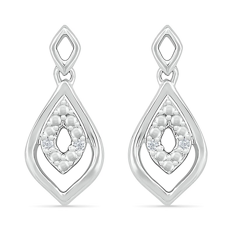 Diamond Accent Marquise-Shaped Drop Earrings in Sterling Silver