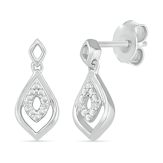 Diamond Accent Marquise-Shaped Drop Earrings in Sterling Silver