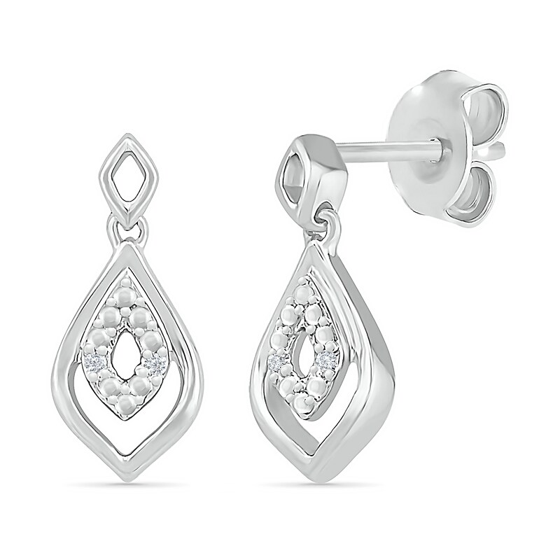 Diamond Accent Marquise-Shaped Drop Earrings in Sterling Silver