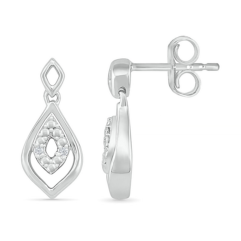 Diamond Accent Marquise-Shaped Drop Earrings in Sterling Silver