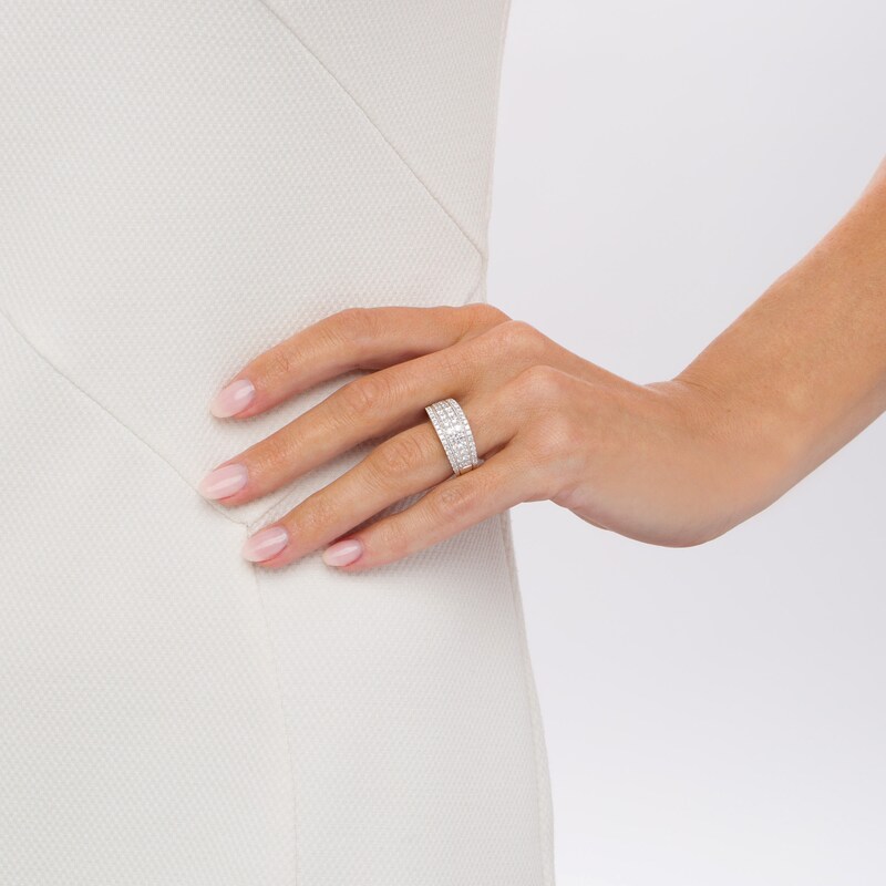 Main Image 2 of 1-3/8 CT. T.W. Diamond Multi-Row Vintage-Style Anniversary Band in 14K White Gold