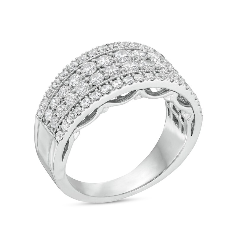 Main Image 3 of 1-3/8 CT. T.W. Diamond Multi-Row Vintage-Style Anniversary Band in 14K White Gold