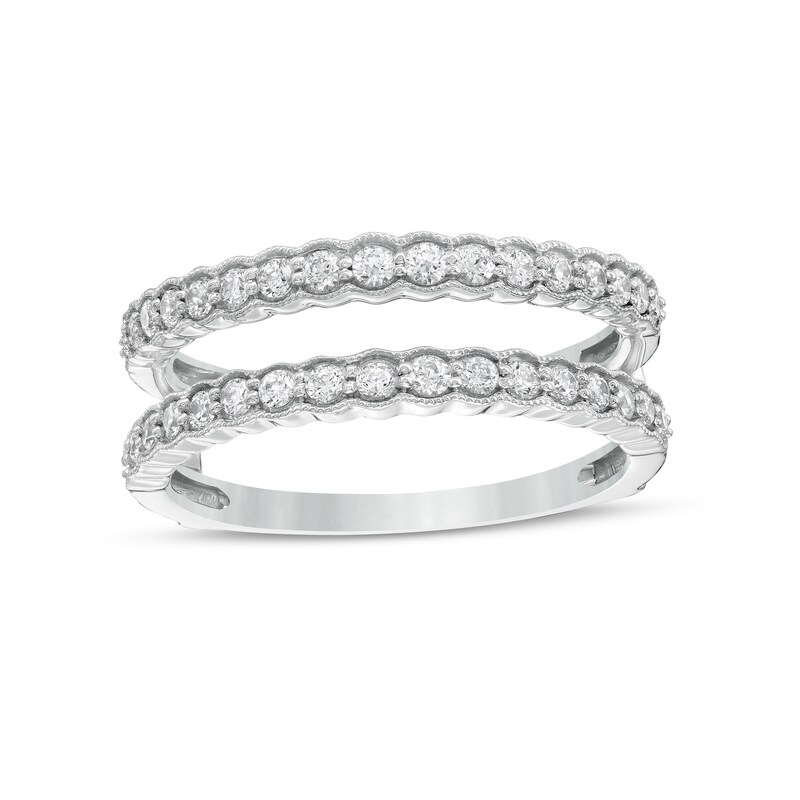 Main Image 1 of 1/2 CT. T.W. Diamond Vintage-Style Scallop Edge Solitaire Enhancer in 14K White Gold