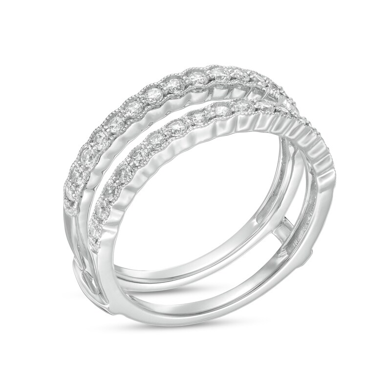 Main Image 2 of 1/2 CT. T.W. Diamond Vintage-Style Scallop Edge Solitaire Enhancer in 14K White Gold