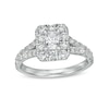 Thumbnail Image 0 of 1-1/2 CT. T.W. Radiant-Cut Diamond Frame Split Shank Engagement Ring in 14K White Gold (I/SI2)