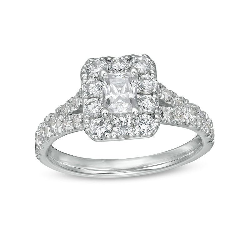 1-1/2 CT. T.W. Radiant-Cut Diamond Frame Split Shank Engagement Ring in 14K White Gold (I/SI2)