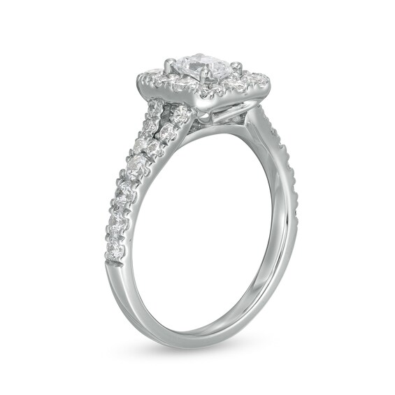 1-1/2 CT. T.w. Radiant-Cut Diamond Frame Split Shank Engagement Ring in 14K White Gold (I/Si2)