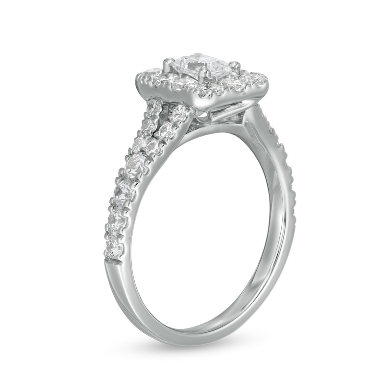 1-1/2 CT. T.W. Radiant-Cut Diamond Frame Split Shank Engagement Ring in 14K White Gold (I/SI2)