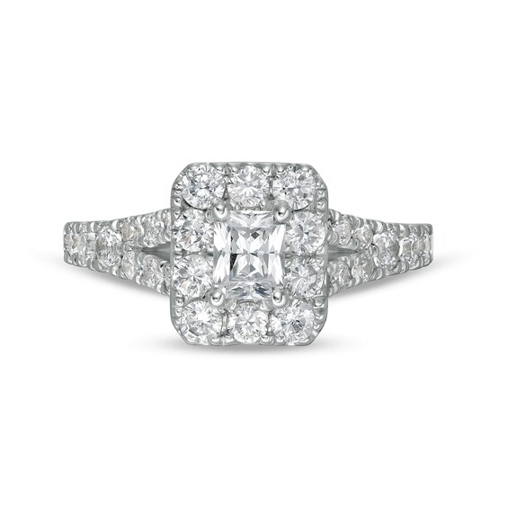 1-1/2 CT. T.w. Radiant-Cut Diamond Frame Split Shank Engagement Ring in 14K White Gold (I/Si2)