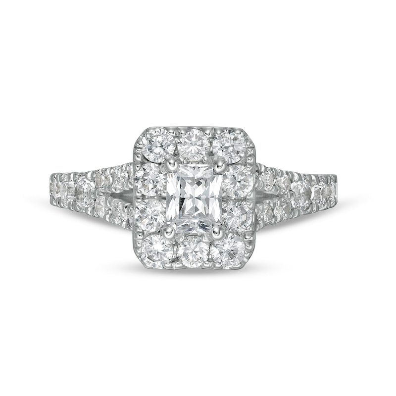 1-1/2 CT. T.W. Radiant-Cut Diamond Frame Split Shank Engagement Ring in 14K White Gold (I/SI2)
