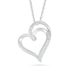 Thumbnail Image 1 of Diamond Accent Ribbon Loop Heart Pendant in Sterling Silver