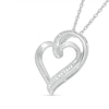 Thumbnail Image 2 of Diamond Accent Ribbon Loop Heart Pendant in Sterling Silver