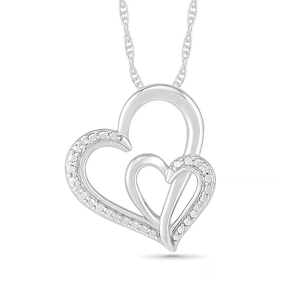 Diamond Accent Interlocking Hearts Pendant in Sterling Silver | Zales