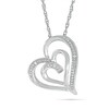 Thumbnail Image 1 of Diamond Accent Double Tilted Heart Pendant in Sterling Silver