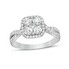 Thumbnail Image 1 of 1-1/4 CT. T.W. Composite Cushion-Shaped Diamond Frame Twist Shank Engagement Ring in 14K White Gold