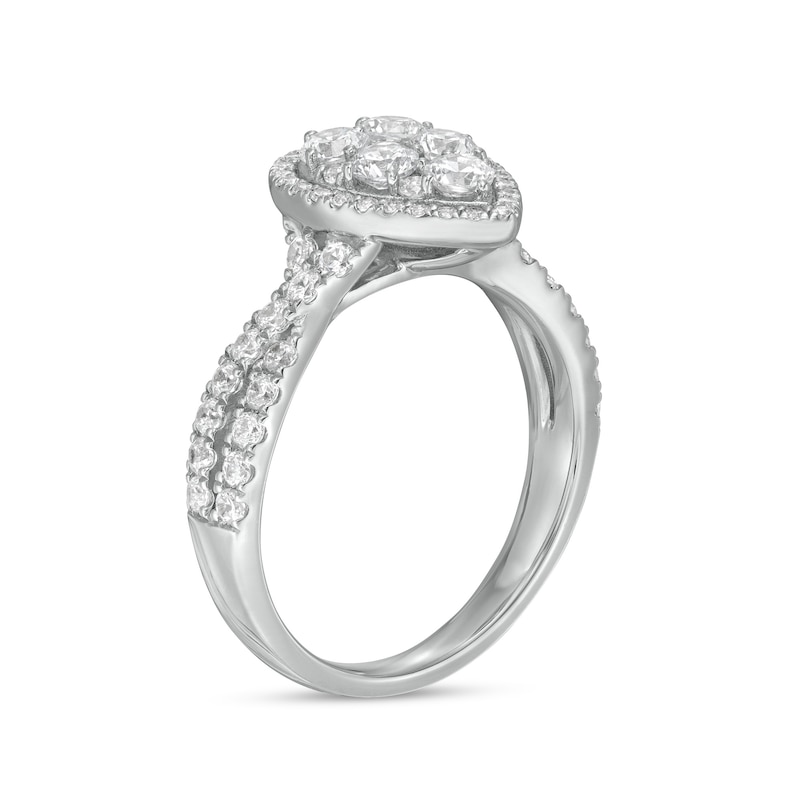 Main Image 3 of 1-1/4 CT. T.W. Composite Pear-Shaped Diamond Frame Twist Shank Engagement Ring in 14K White Gold