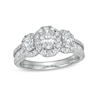 Thumbnail Image 0 of 1-1/2 CT. T.W. Oval Diamond Frame Past Present Future® Engagement Ring in 14K White Gold